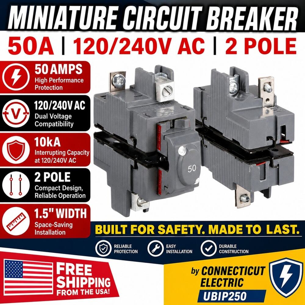 Connecticut Electric UBIP250 50A 2 Pole Circuit Breaker 120/240V 10kA 1.5"